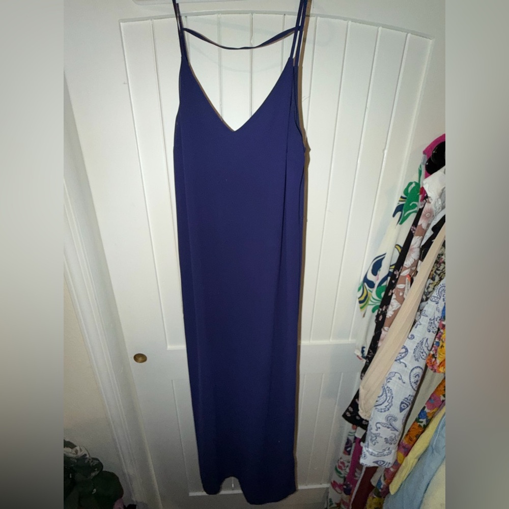 Forever 21 Navy Blue Slip Maxi Dress with V-Neck